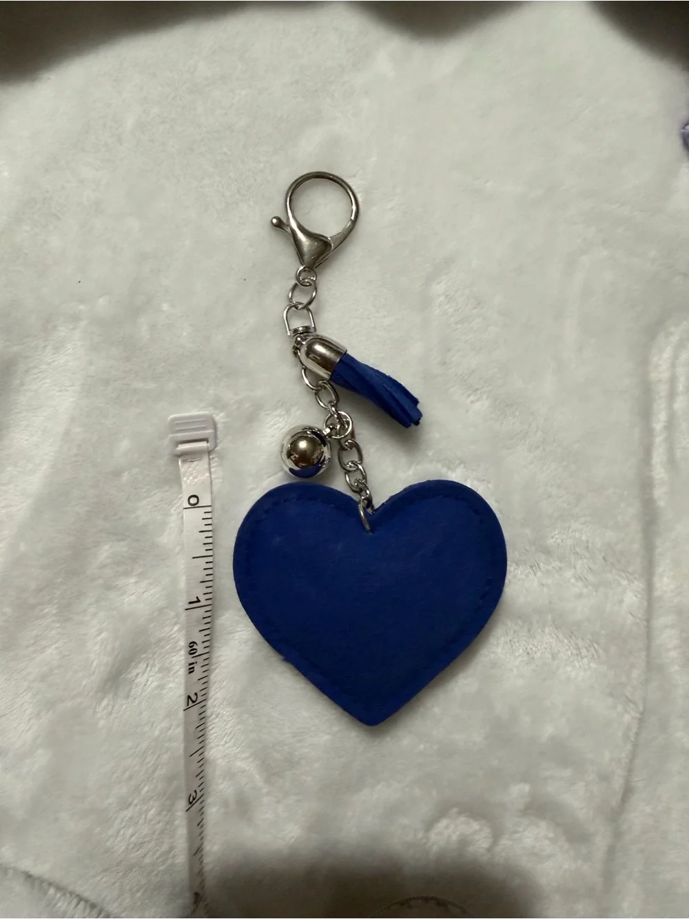 Blue Rhinestone Heart Key & Card Holder Charm